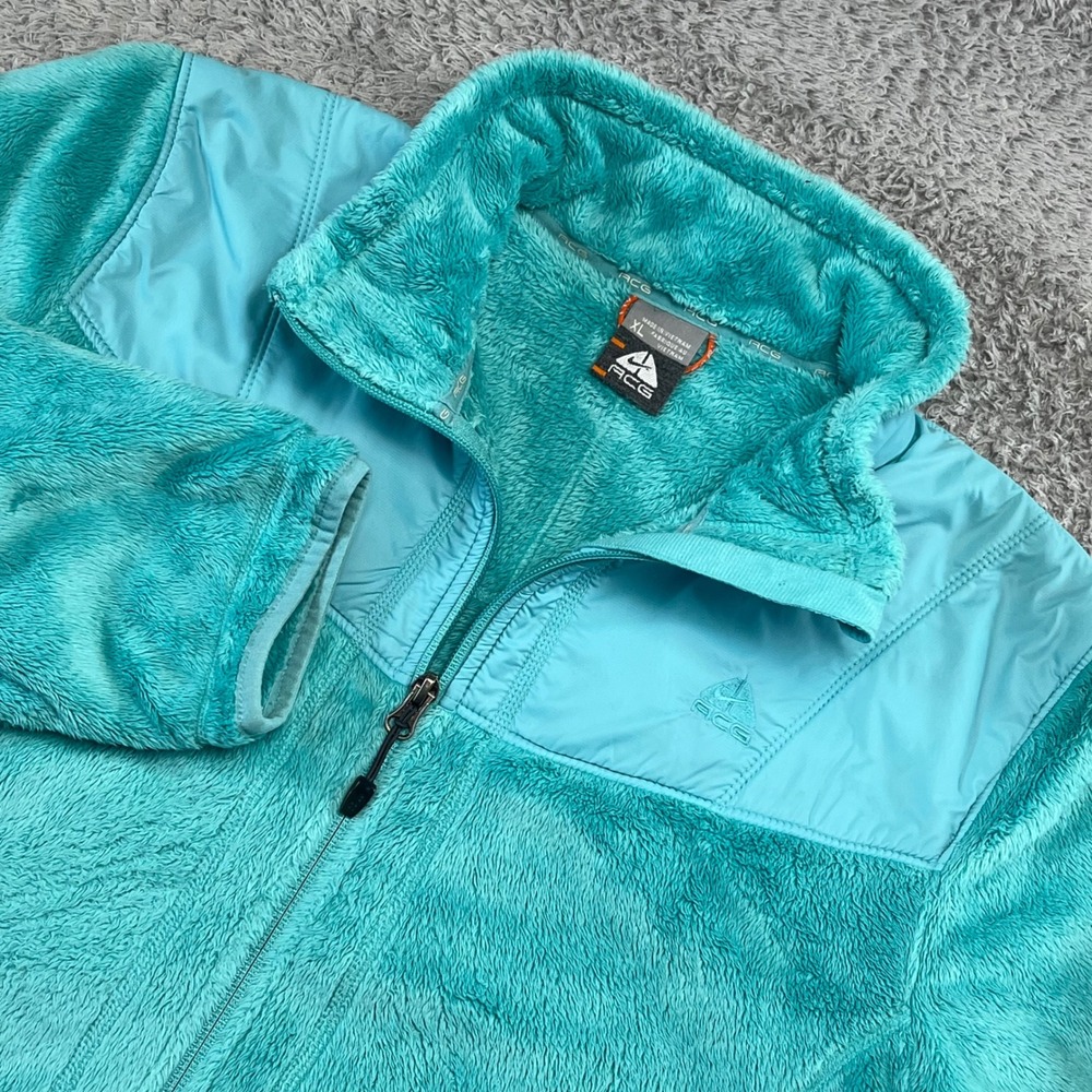 Nike ACG Wolf Tree Fleece Jacket Mens XL Teal‎ Gorpcore Teddy Techwear Outdoor